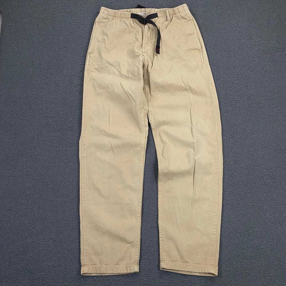 Gramicci Pants Mens Small FITS 32x32 Tan Khaki Elastic Waist Chino Climb Belt